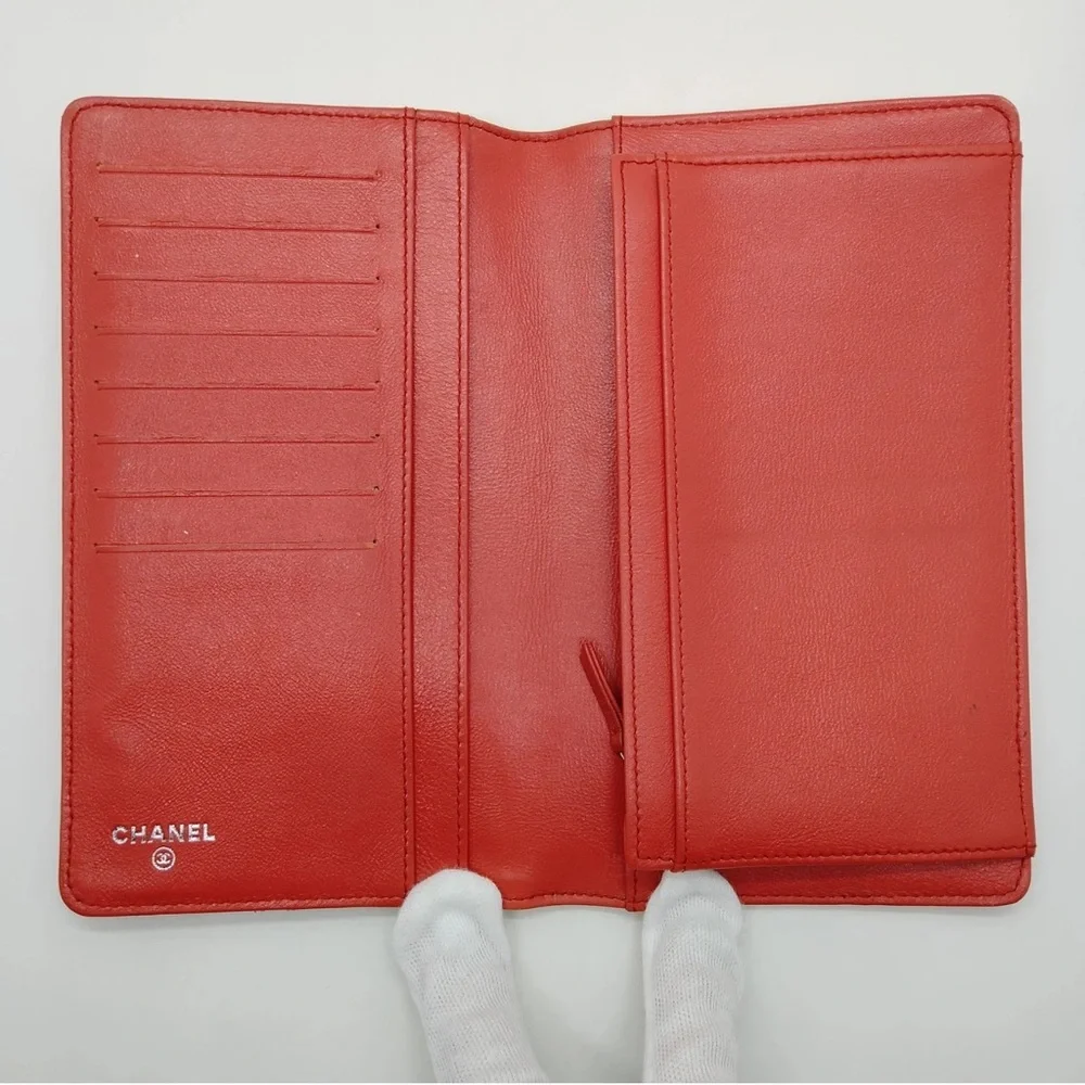 Channel Red Long Wallet
